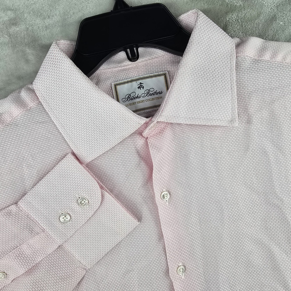 Brooks Brothers Dress Shirt Mens XL Pink Thomas Mason Luxury Italian Fabric